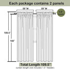 Gold Sheer Curtains 108 Inches Long 2 Panels, Dual Rod Pocket Light Filtering - Image 3
