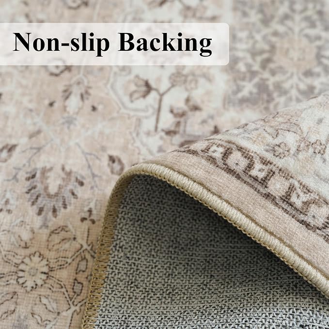 Washable 4x12 Wide Hallway Runners: 12ft Vintage Soft Runner Rug - Image 6