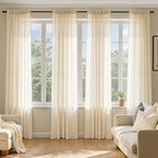 MIULEE Butter Cream Sheer Curtains 63 Inches Long 4 Panels 42 x 63 Inches | by MIULEE