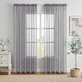 MIULEE Charcoal Grey Sheer Curtains 54 X 45 Inches, 2 Panels | Solid Color by MIULEE