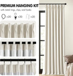 MIULEE Natural Pinch Pleated 100% Blackout Linen Curtains 40x100 Inches | Room - Image 8