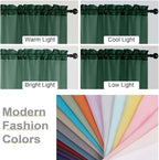 Hunter Green Kitchen Curtains 30 Inch Length Tier 2 PCS, Solid Soft Half - Image 5