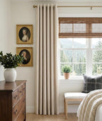 100% Blackout Linen Textured Curtains 80 Inch Long, Oatmeal | 100% Blackout - Image 2