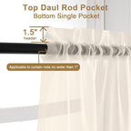 Chyhomenyc Cream Sheer Curtains 90 Inches Long - Image 2