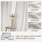 Beige White Linen Extra Wide Sheer Curtains 70 x 90 Inches Long 2 Panels Set - Image 7
