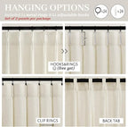 70 Inch Extra Wide Pleated Linen Kids Room Curtains 102 Inches Long, Cream - Image 5