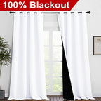 NICETOWN White 100% Blackout Curtains - Image 2