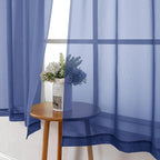 Royal Blue Sheer Curtains 63 Inch Length 2 Panels Set, Voile Solid Window - Image 7