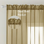MIULEE Dark Gold Sheer Curtains 84 Inches Long 2 Panels, 54 X 84 Inches | Light - Image 2