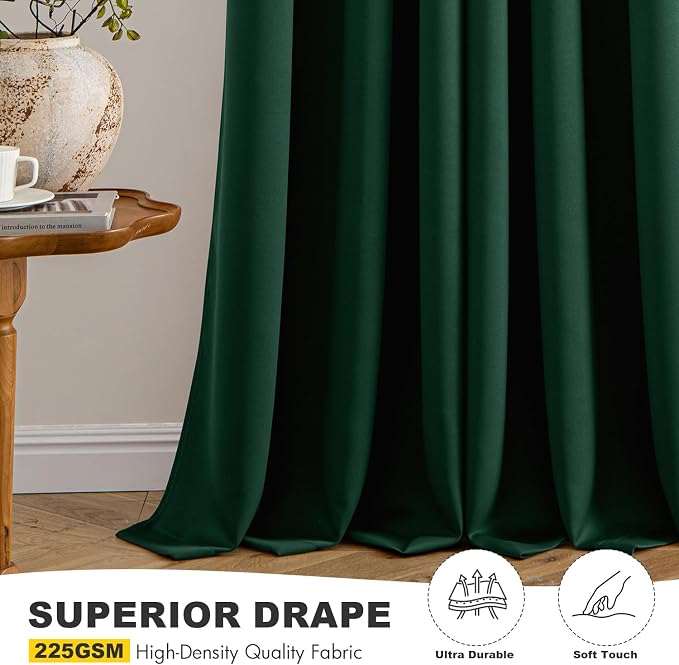MIULEE Blackout Curtains for Bedroom 2 Panel 40 x 36 Inch Long Hunter Green | - Image 6