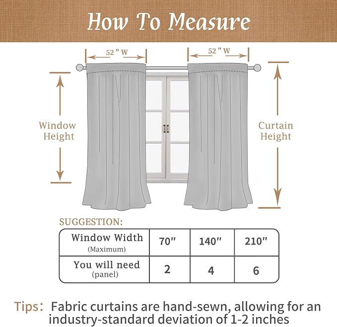 54 Inch Light Grey Linen Full Blackout Window Curtains - Image 7