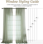 Sheer Sage Green Curtains 108 Inches Long 2 Panels Set, 59 Inch Extra Wide - Image 2