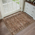 2x3 Brick Red Vintage Floral Washable Area Rug - Image 3