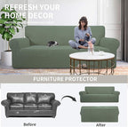 Easy-Going Stretch Oversized Loveseat Couch Covers Washable Greyish Green | - Image 4