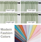 Light Green Sheer Curtains 63 Inch Length 2 Panels Set - Image 7