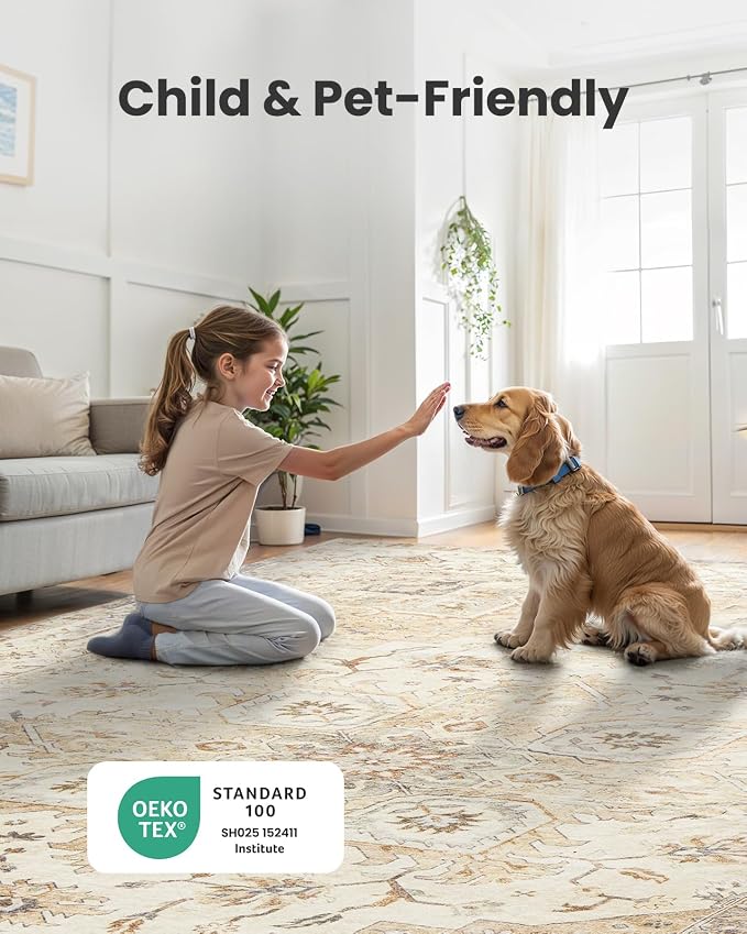 AMADA HOMEFURNISHING 3x5 Washable Area Rug, Low-Profile Entryway Rug - Image 3