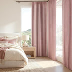 MIULEE Pink Pinch Pleated 100% Blackout Linen Curtains 40x96 Inches | Room - Image 2