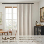 MIULEE Beige Pinch Pleated 100% Blackout Linen Curtains 40x90 Inches | Room - Image 3