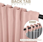 Linen Textured Total Blackout Sliding Door Curtains 96 Inches Long, Blush Pink - Image 3