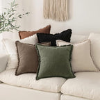 MIULEE Linen Fringe Decorative Fall Throw Pillow Covers Late Autumn 20x20 | Set - Image 11