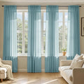 MIULEE Dusty Blue Sheer Curtains 84 Inches Long 4 Panels 42 x 84 Inches | Light by MIULEE