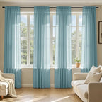 MIULEE Dusty Blue Sheer Curtains 84 Inches Long 4 Panels 42 x 84 Inches | Light by MIULEE