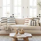 MIULEE Set of 2 Navy Blue Boho Decorative Pillow Covers 18x18 Inch | Farmhouse - Image 3