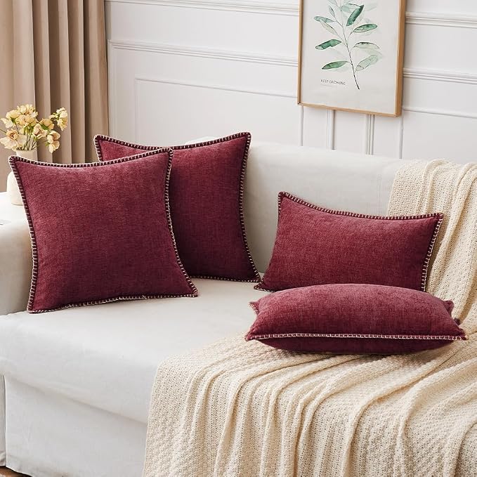 MIULEE Decorative Lumbar Throw Pillow Covers 12x20 Inch Burgundy Red 2 Pack | - Image 8