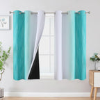 Teal and Grayish White Ombre Blackout Curtains by ESTELARTEXTILER