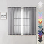 Charcoal Grey Sheer Curtains 54 Inch Length 2 Panels, Light Filtering Voile by Lecloud