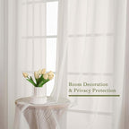 Ivory Sheer Curtains 84 Inches Long 2 Panels, Solid Airy Voile Extra Wide - Image 6