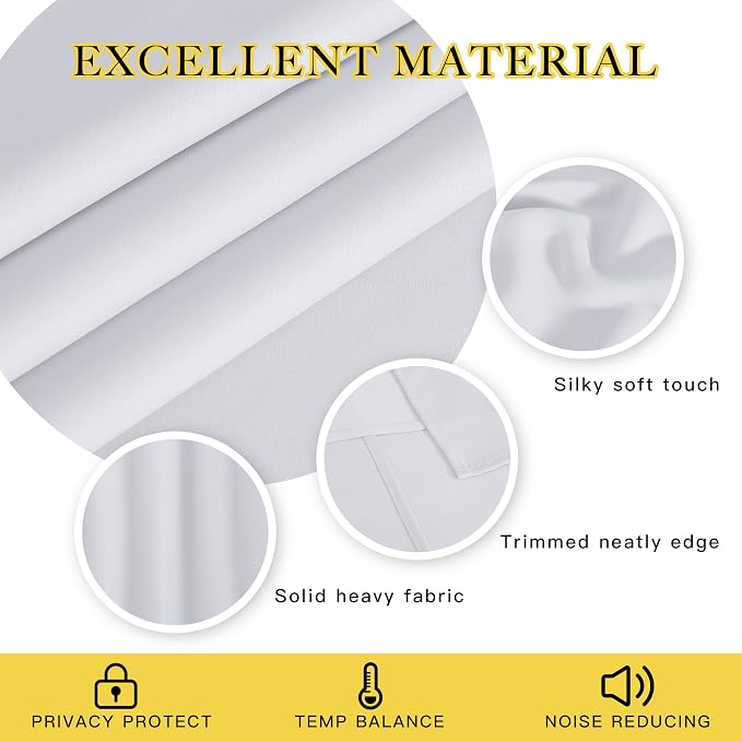 NICETOWN Greyish White Room Darkening 72 inch Curtain, Grommet Thermal - Image 4