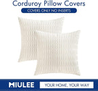 MIULEE Euro Sham Corduroy Decorative Throw Pillow Covers 24x24 Pure White | - Image 9