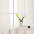 Ivory Sheer Curtains 50 Inch Length 2 Pcs, Rustic Farmhouse Curtains - Image 4