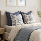 Set of 2 Decorative Floral Pillow Covers 18x18 Inch Light Blue | Neutral - Image 6