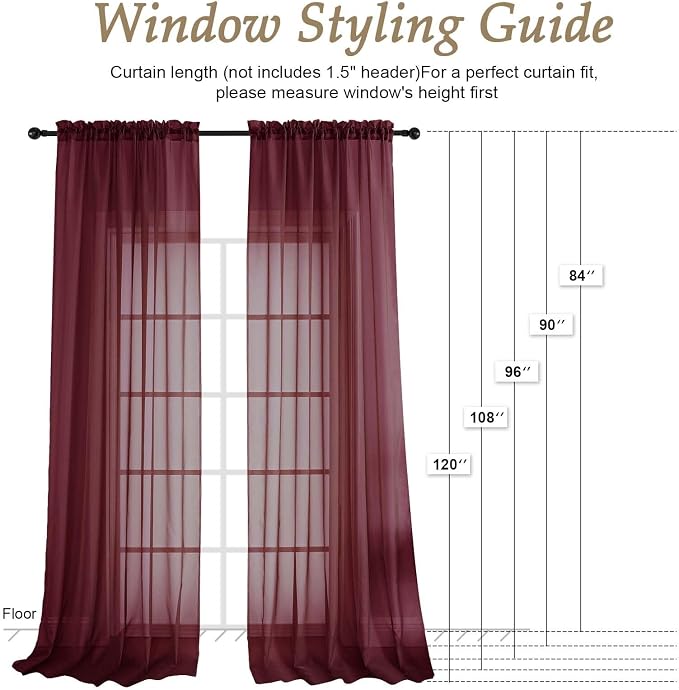 Wine Bedroom Curtains 96 Length - Image 2