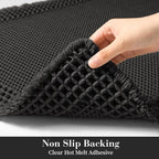 RESARE Waffle Bathroom Runner Rugs, Non Slip Boho Bath Mat 24"x48" Black | Long - Image 4