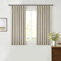 Oatmeal Beige Pleated Black Out Linen 45 Inch Curtains by Twodrapes