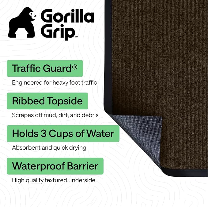 GORILLA GRIP Waterproof Traffic Guard Door Mat, Indoor Outdoor Heavy Duty - Image 2
