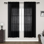 Black Semi Sheer Linen Curtains 78 inch Length by Nanspring