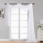 Extra Long White Sheer Curtains 144 inch 2 Panels Set, Translucent Backdrop - Image 2