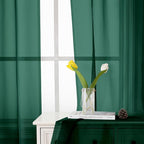 Hunter Green Sheer Curtains 84 Inches Long 2 Panels Set, Rod Pocket Window - Image 7