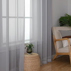 Light Grey Sheer Curtains 84 inches Long 2 Panels Set - Image 4