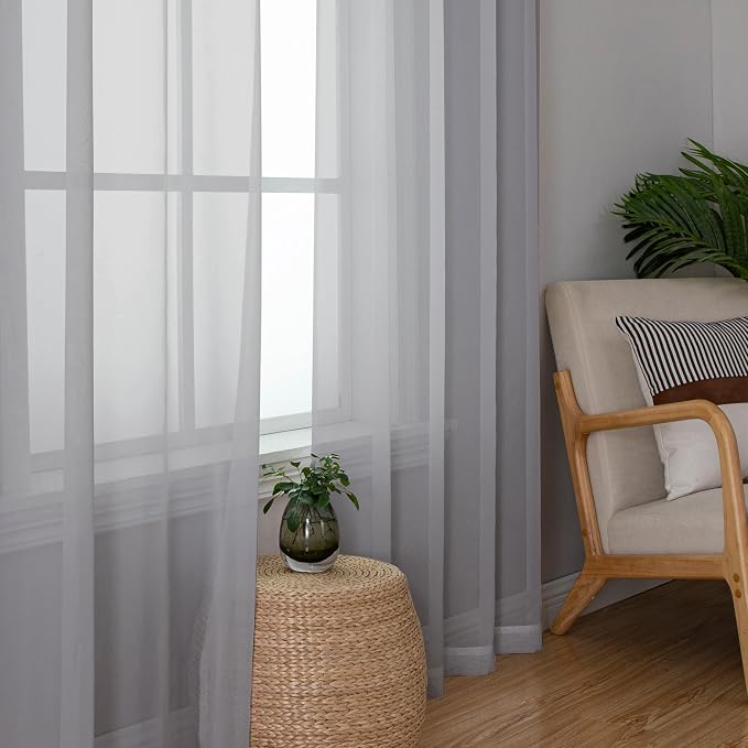Light Grey Sheer Curtains 90 Inches Long - Image 7