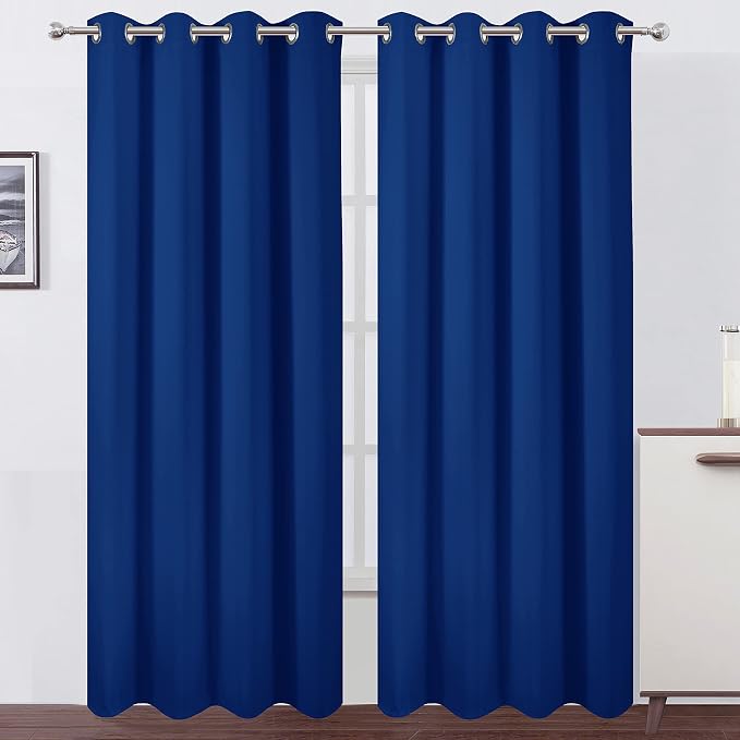 Blackout Curtains 66 x 95 inch/Royal Blue Curtains Set of 2 Panels/Thermal - Image 2