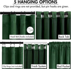 MIULEE Velvet Curtains 50W x 96L 2 Panels Hunter Green Blackout Curtains | - Image 2