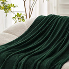 Exclusivo Mezcla Soft Waffle Fleece Bed Blanket Twin Size, Forest Green | - Image 5