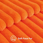 decorUhome Fall Faux Fur Throw Pillow Covers 16x16 Set of 2 Orange | Decorative - Image 2