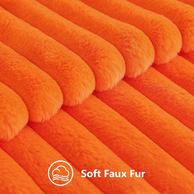 decorUhome Fall Faux Fur Throw Pillow Covers 12x20 Set of 2 Orange | Decorative - Image 2