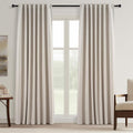 Topfinel 100 Inch Long Black Out Burlap Custom Curtains, Natural Linen Tweed by Topfinel